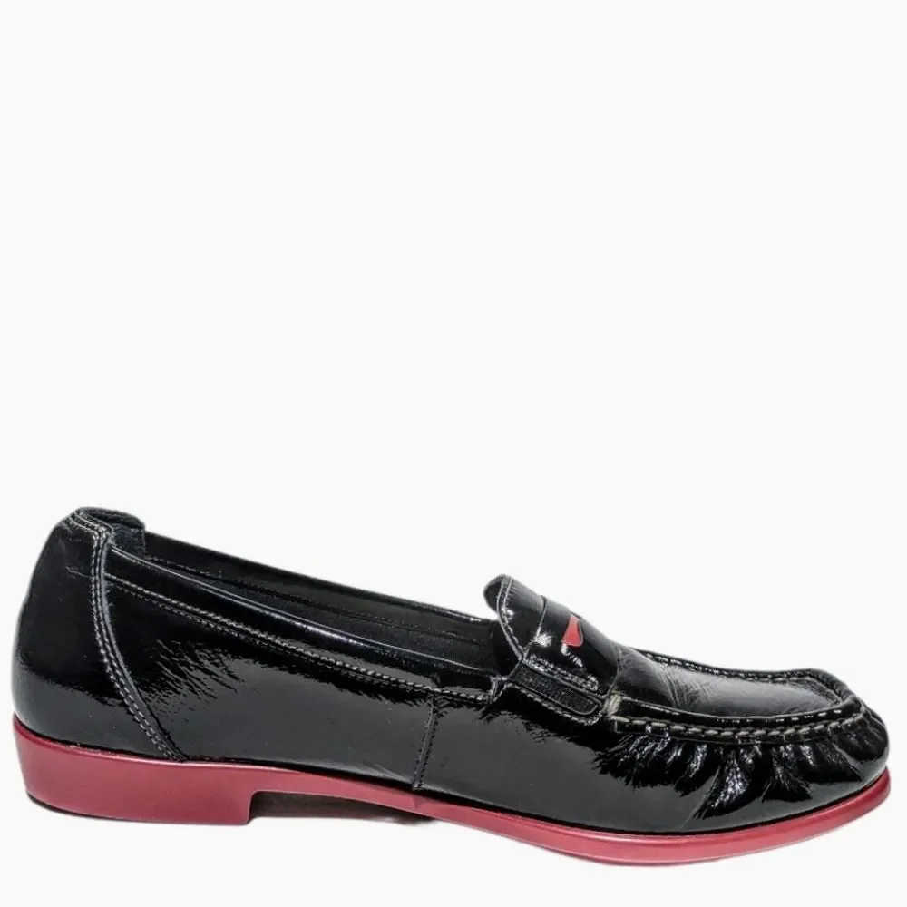 SAS Shoes Women's Penny J Slip On Penny Loafer Red on Black Sz 9.5